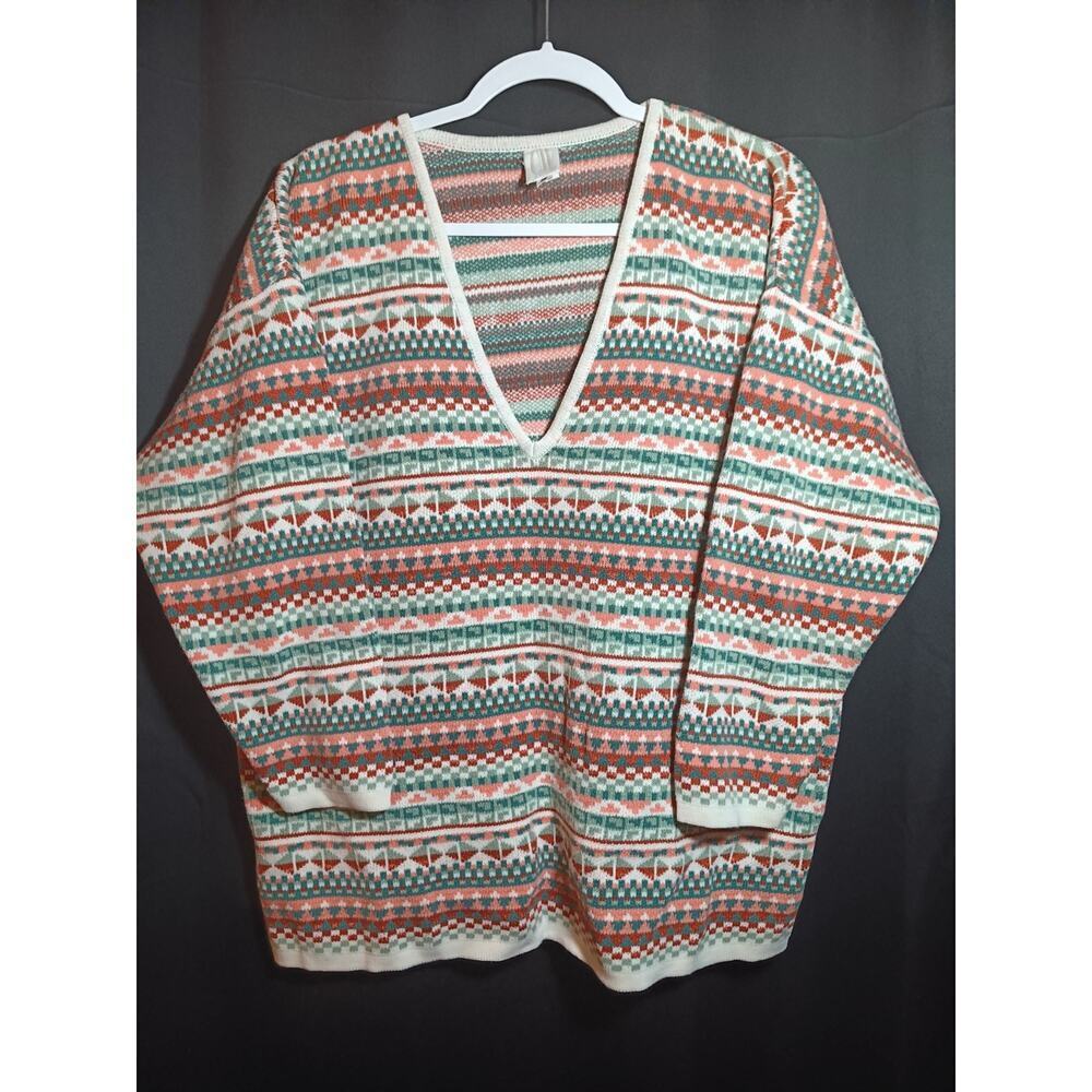 Vtg Clifford & Wills Women’s Sweater Medium 3/4 Sleeve Multicolor Knit 90s Rare